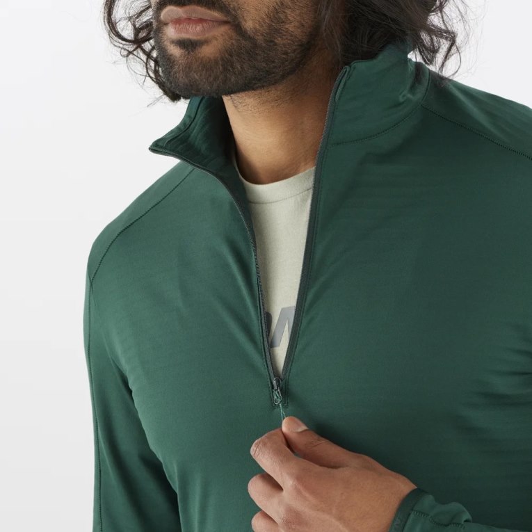 Moletom Salomon Essential Lightwarm Half Zip Masculino Verdes | PT Z61840